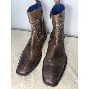 Mark Nason  Men’s Cipher Ebroidered Brown Leather Boots Italy Size  11.5 67527